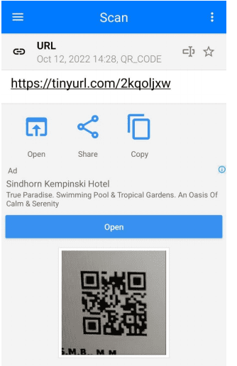 Salin link yang muncul ke browser