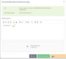 Isi deskripsi laporan, lalu klik submit laporan