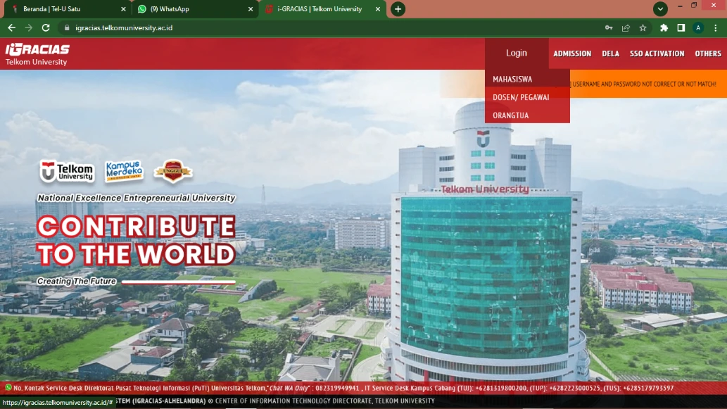 • Buka web igracias.telkomuniversity.ac.id lalu pilih sebagai mahasiswa. • Buka web igracias.telkomuniversity.ac.id lalu pilih sebagai mahasiswa.