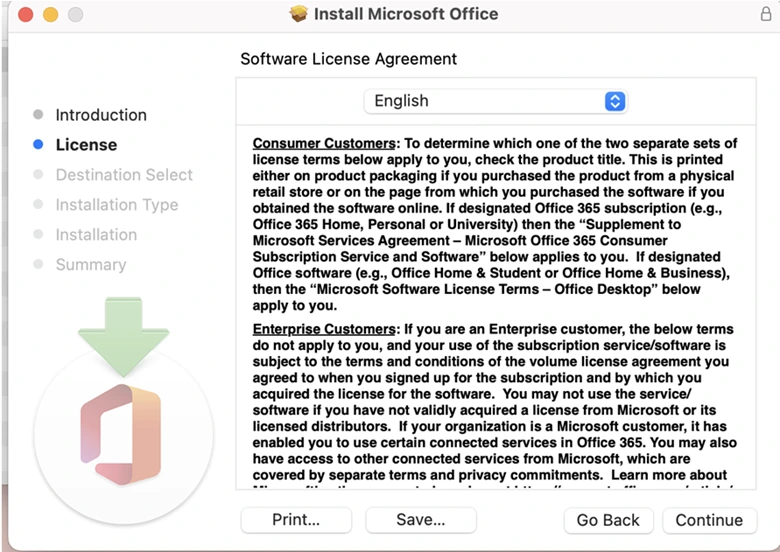 Proses install Microsoft Office, dipastikan untuk tetap online saat menginstal aplikasi Microsoft Office 365