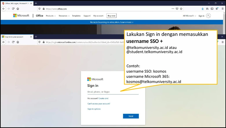 Sign Menggunakan SSO Pemasangan Microsoft Office 365