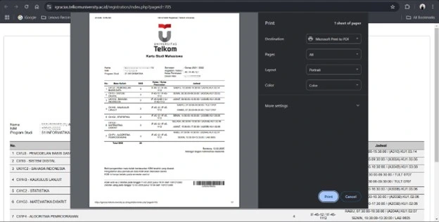 4. Setelah berhasil Cetak KSM, KSM dapat disimpan di file atapun di print.