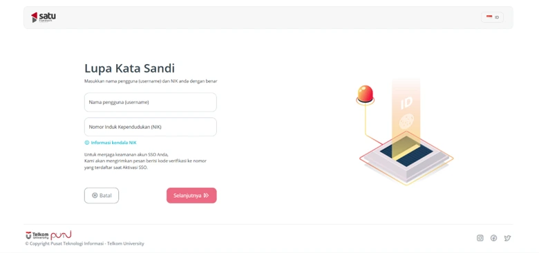 Masukkan Username SSO dan NIK (Nomor Induk Kependudukan), lalu klik "Selanjutnya"