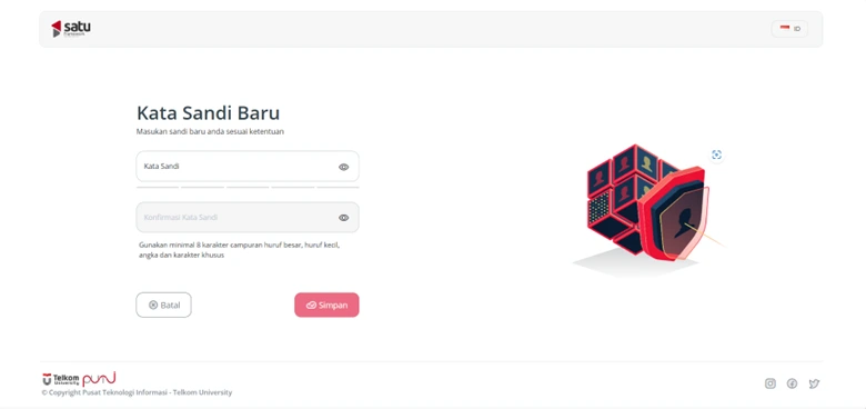 Buat kata sandi baru dan masukkan konfirmasi kata sandi, lalu pilih "Simpan" untuk menyelesaikan proses reset password SSO.