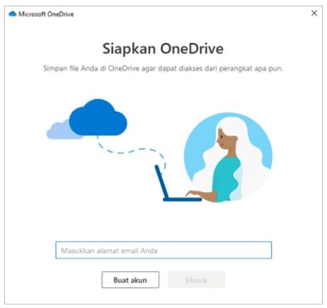 Masukkan akun Microsoft pribadi, kerja, atau sekolah, lalu klik Masuk.