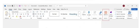 Akses tab “Add-ins” dari menu utama, atau gunakan fitur pencarian di Word untuk menemukannya.