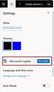 Pilih opsi Pin Copilot untuk menyematkan fitur ini ke menu utama.