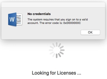 Sistem meminta Anda masuk menggunakan akun yang sah. Kode kesalahan: 0xD000000C