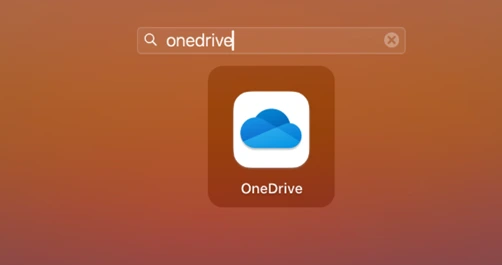 o Jika ikon tidak terlihat, kemungkinan aplikasi belum berjalan. Kamu bisa membukanya melalui Launchpad, lalu ketik "OneDrive" pada kolom pencarian, kemudian klik aplikasi yang muncul.