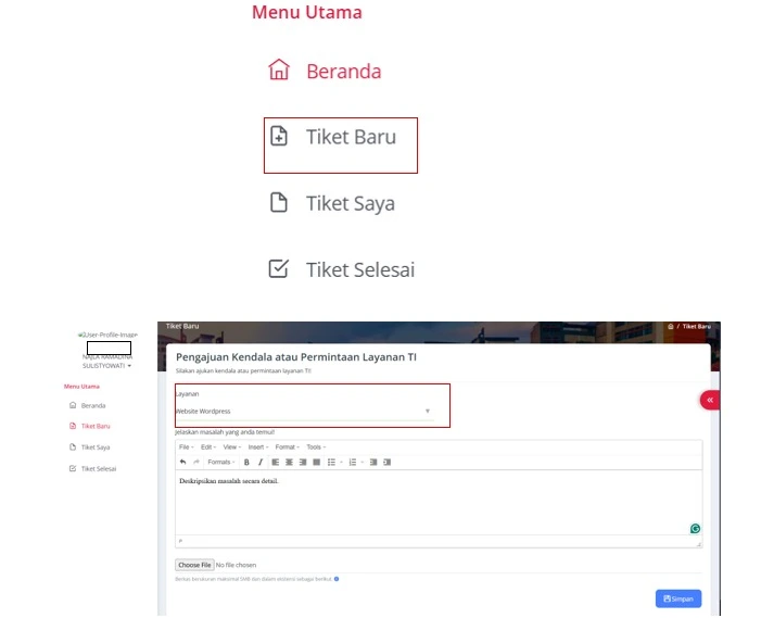 Buat tiket baru, pilih kategori kendala yaitu Lisensi