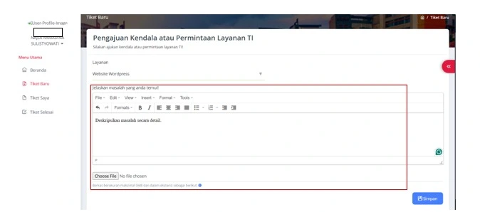 Isi deskripsi kendala, lampirkan screenshot