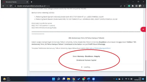 CheckIn Gagal — Loading Web