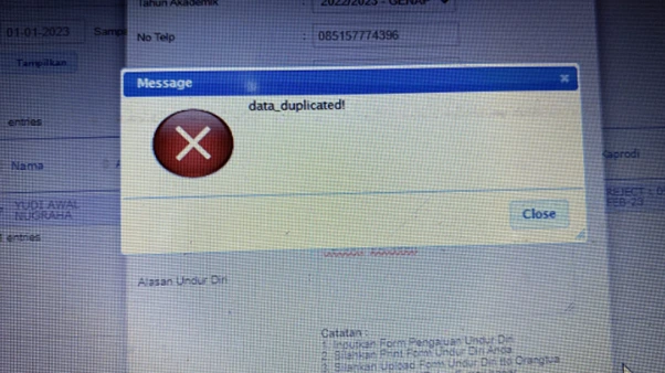Notifikasi “data_duplicated!”