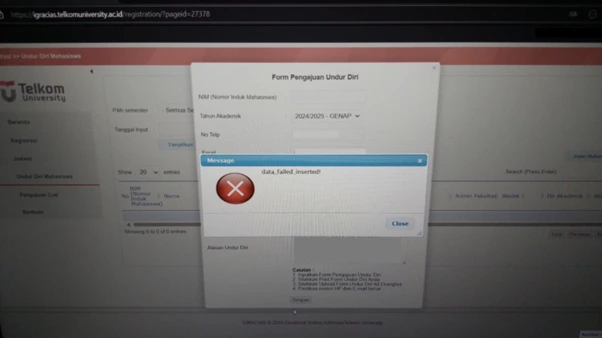 Notifikasi “data_failed_inserted!”