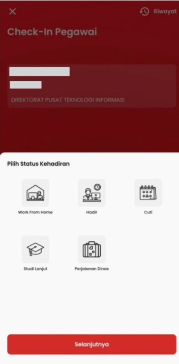 Pilih status kehadiran dan kondisi kesehatan