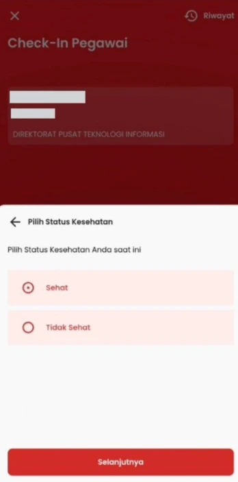 Pilih status kehadiran dan kondisi kesehatan 2