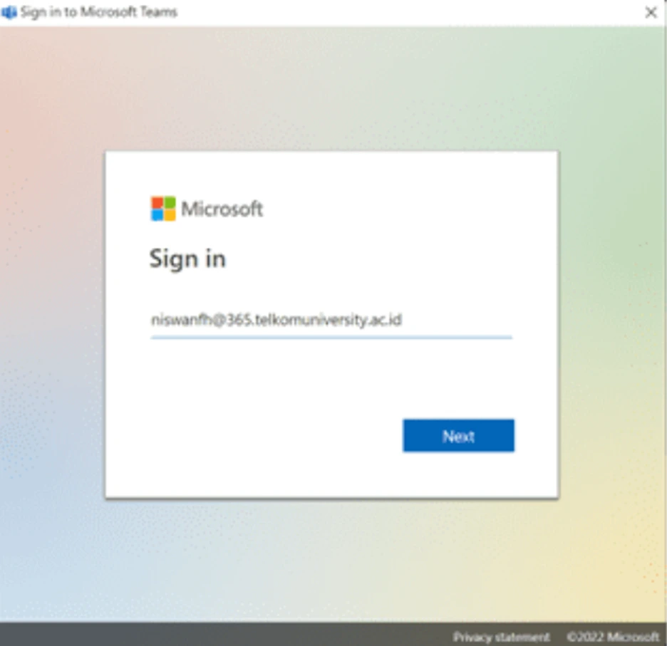 Setelah itu, lakukan login ulang melalui aplikasi seperti Microsoft Teams atau Microsoft OneDrive