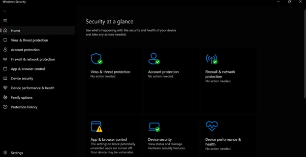Buka menu Start, ketik Windows Security, lalu jalankan aplikasi tersebut.