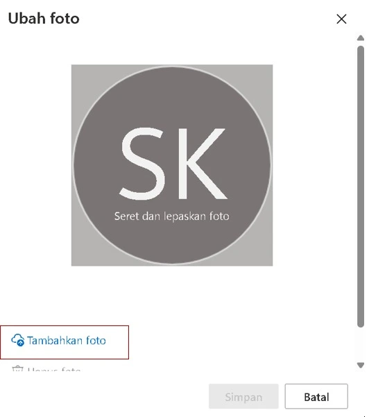 unggah atau mengedit foto profil