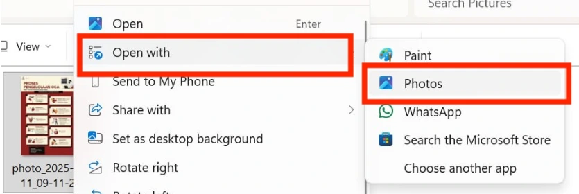 Buka gambar yang ingin diubah dengan aplikasi Photos di Windows