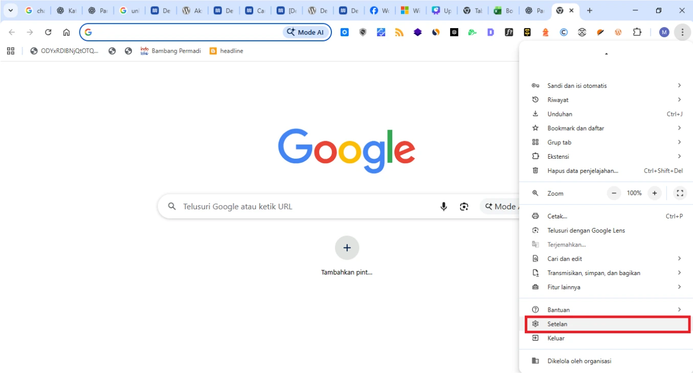 Lalu pilih Setelan (Settings)