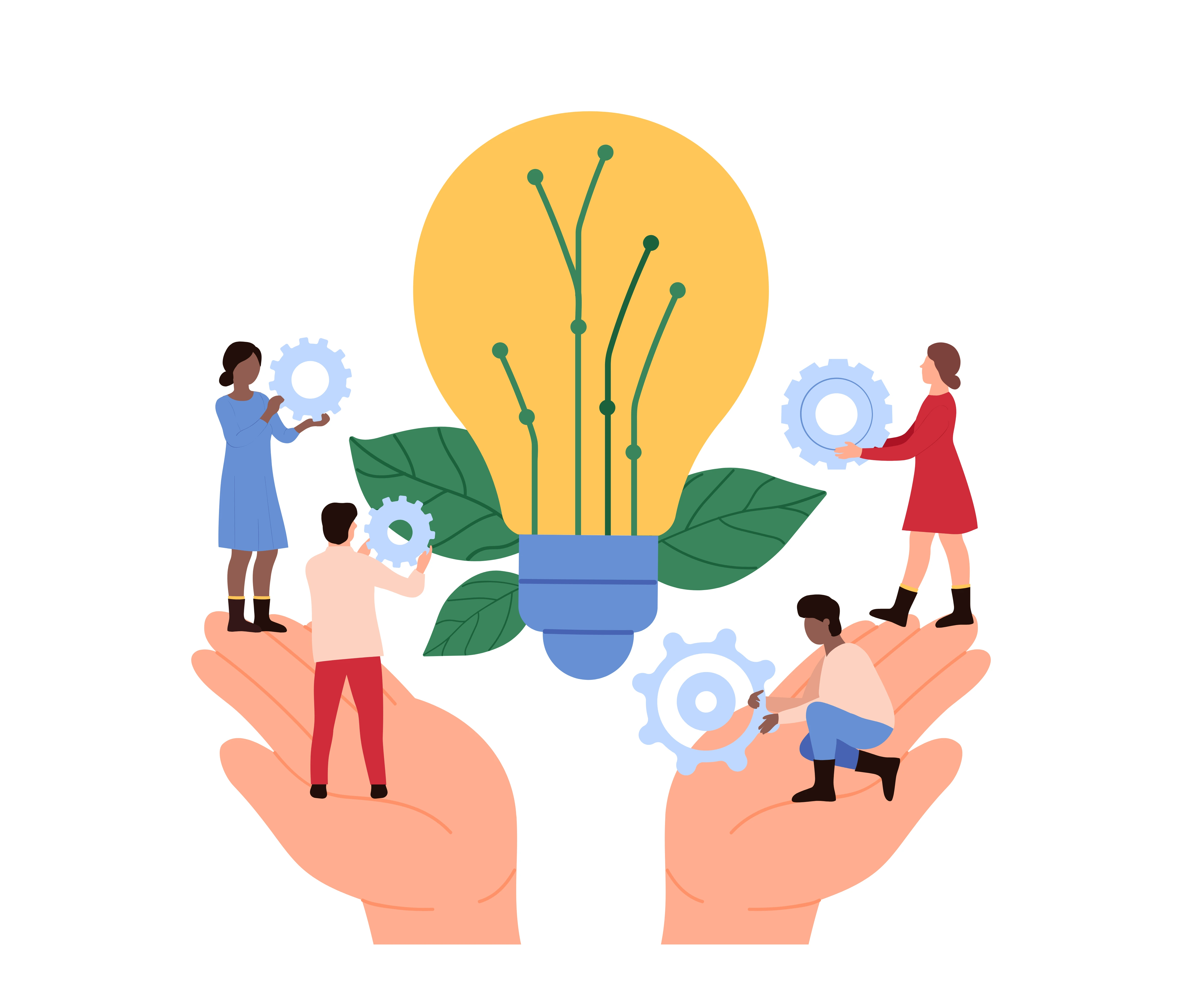 Diagram Open Innovation kolaborasi global untuk pertukaran ide canggih dan data performa tinggi di antara berbagai sektor industri.