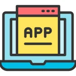 Ilustrasi ikon Progressive Web Apps antarmuka yang ditampilkan di layar laptop