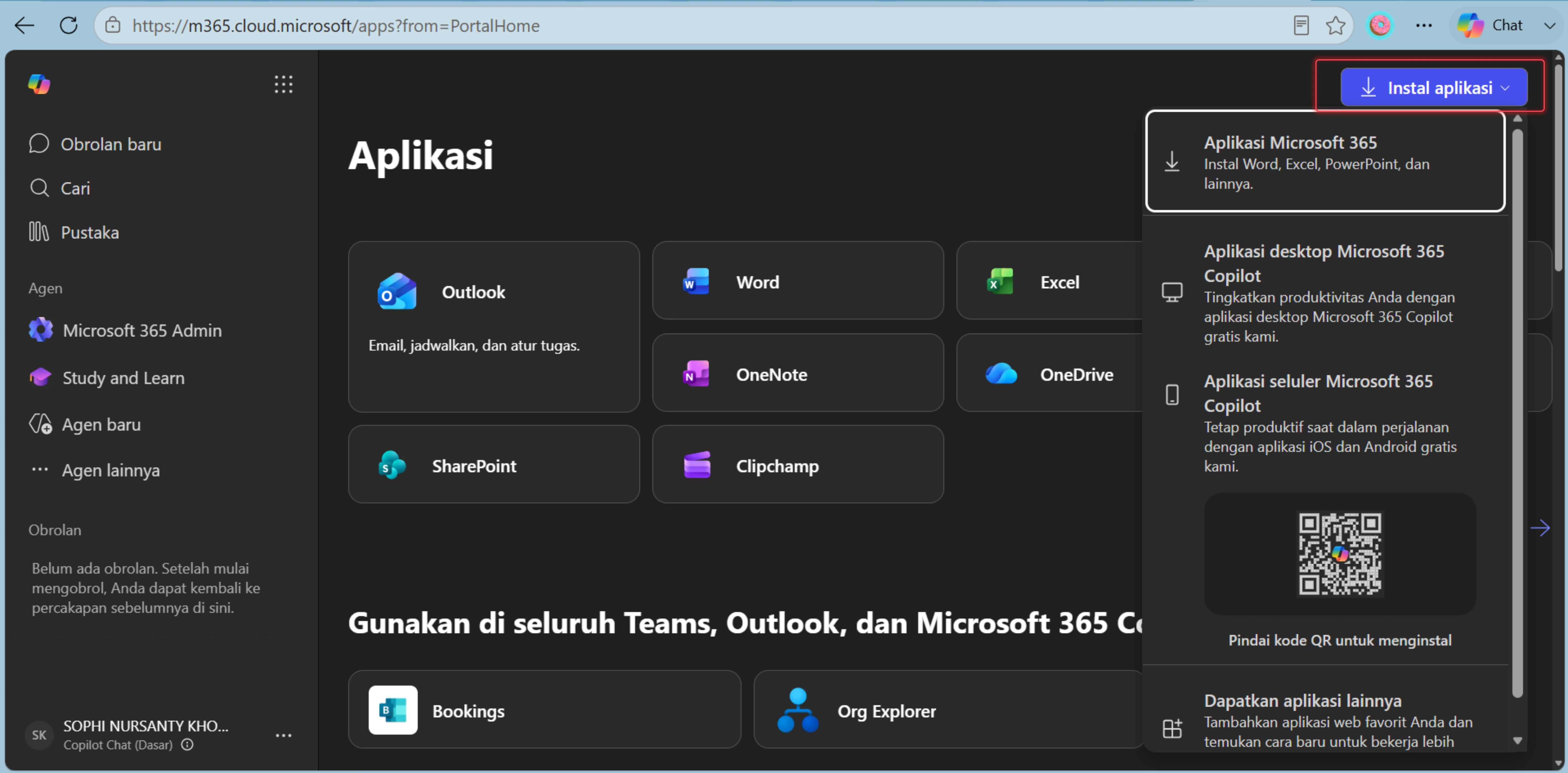 pilih menu Download Microsoft 365 / Office 365 untuk mengunduh file instalasi.