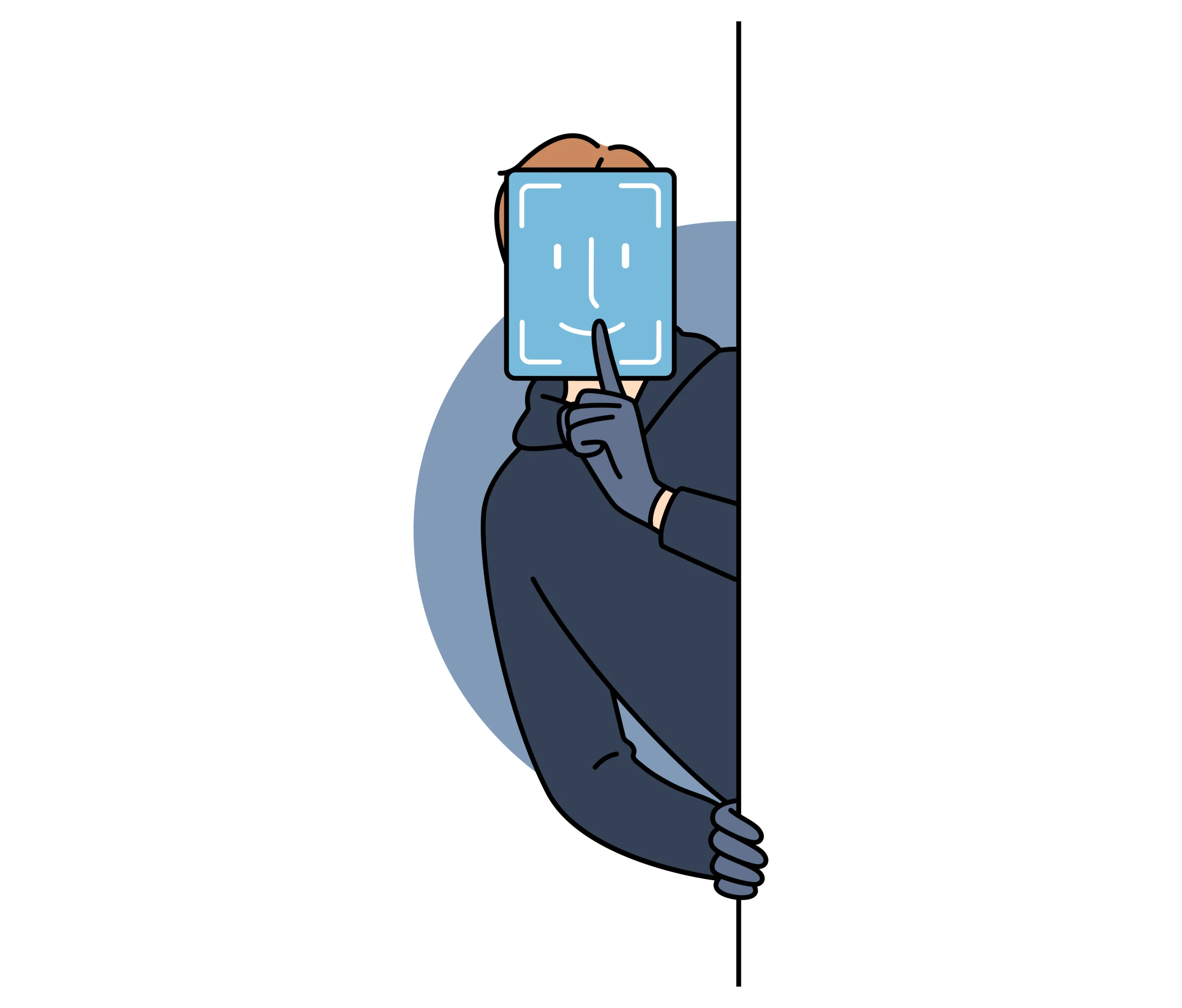 Ilustrasi biometric hijacking melambangkan penyamaran identitas atau anonimitas digital. Ilustrasi biometric hijacking melambangkan penyamaran identitas atau anonimitas digital.