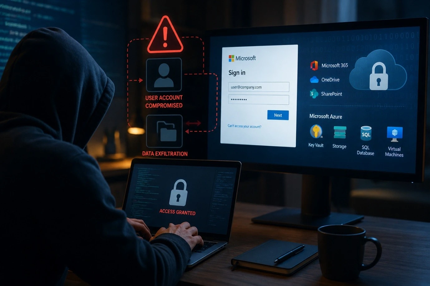 Risiko akan semakin tinggi apabila akun yang berhasil diretas memiliki akses administrator atau hak Azure RBAC yang luas.