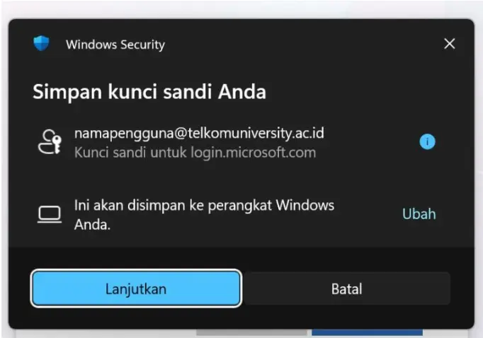 Pilih Penyimpanan dan Beri Nama Passkey