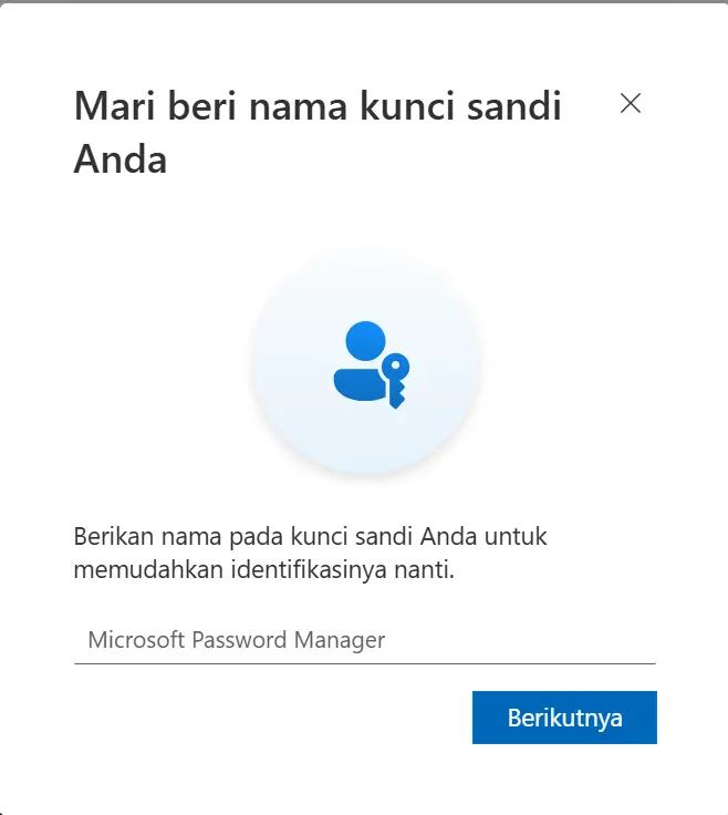 beri nama pada Passkey