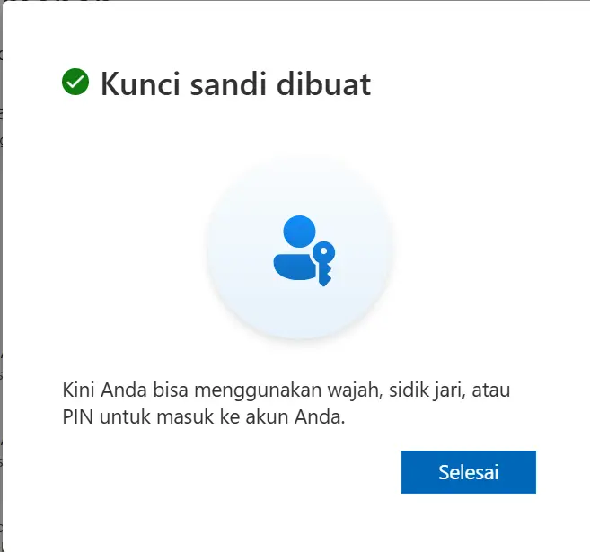 Pastikan Passkey Berhasil Terdaftar